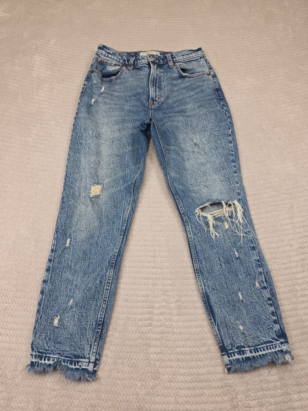 Abercrombie & Fitch Jeans Womens 6 The Mom High Rise Acid Wash Distressed